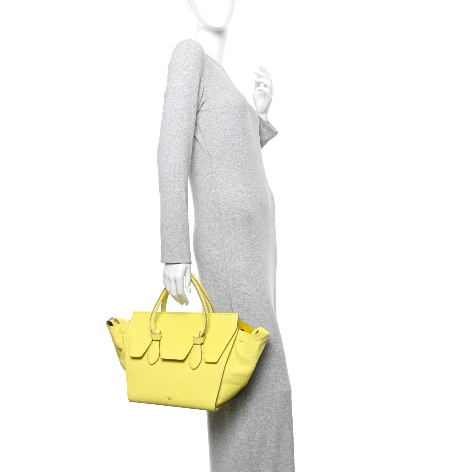 Celine Crisped Calfskin Mini Tie Knot Tote Fluo Yellow 2 of 15
