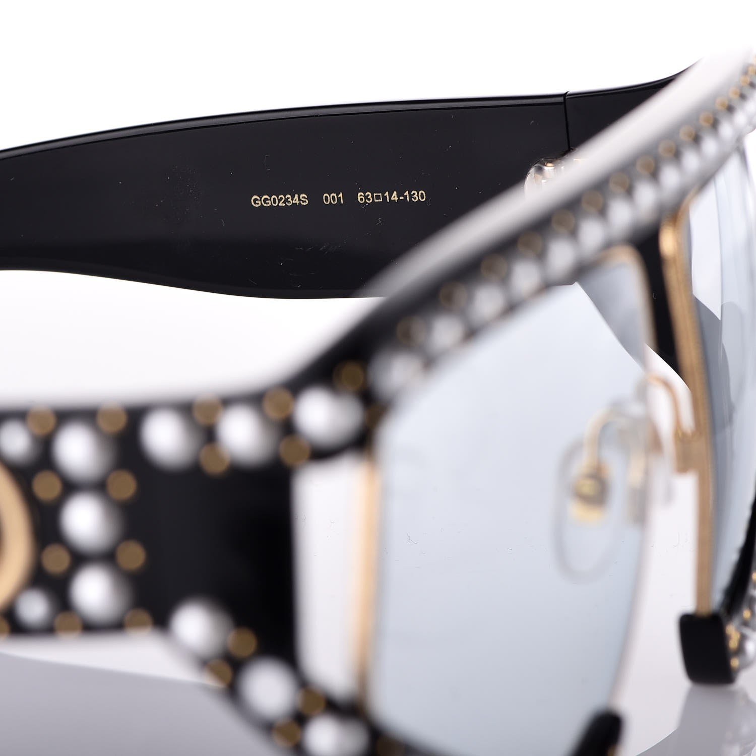 Gucci Acetate Pearl Rectangular Frame Sunglasses GG0234S Black 5 of 7