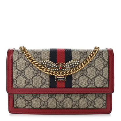 Gucci GG Supreme Monogram Web Queen Margaret Chain Wallet Red 1 of 10