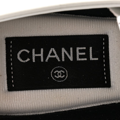 Chanel Calfskin Embossed Suede Womens CC Sneakers 38 Black White 13 of 20