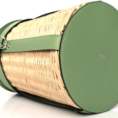 Hermes Swift Wicker Sac Farming Picnic Bag Naturel Vert Criquet 7 of 8
