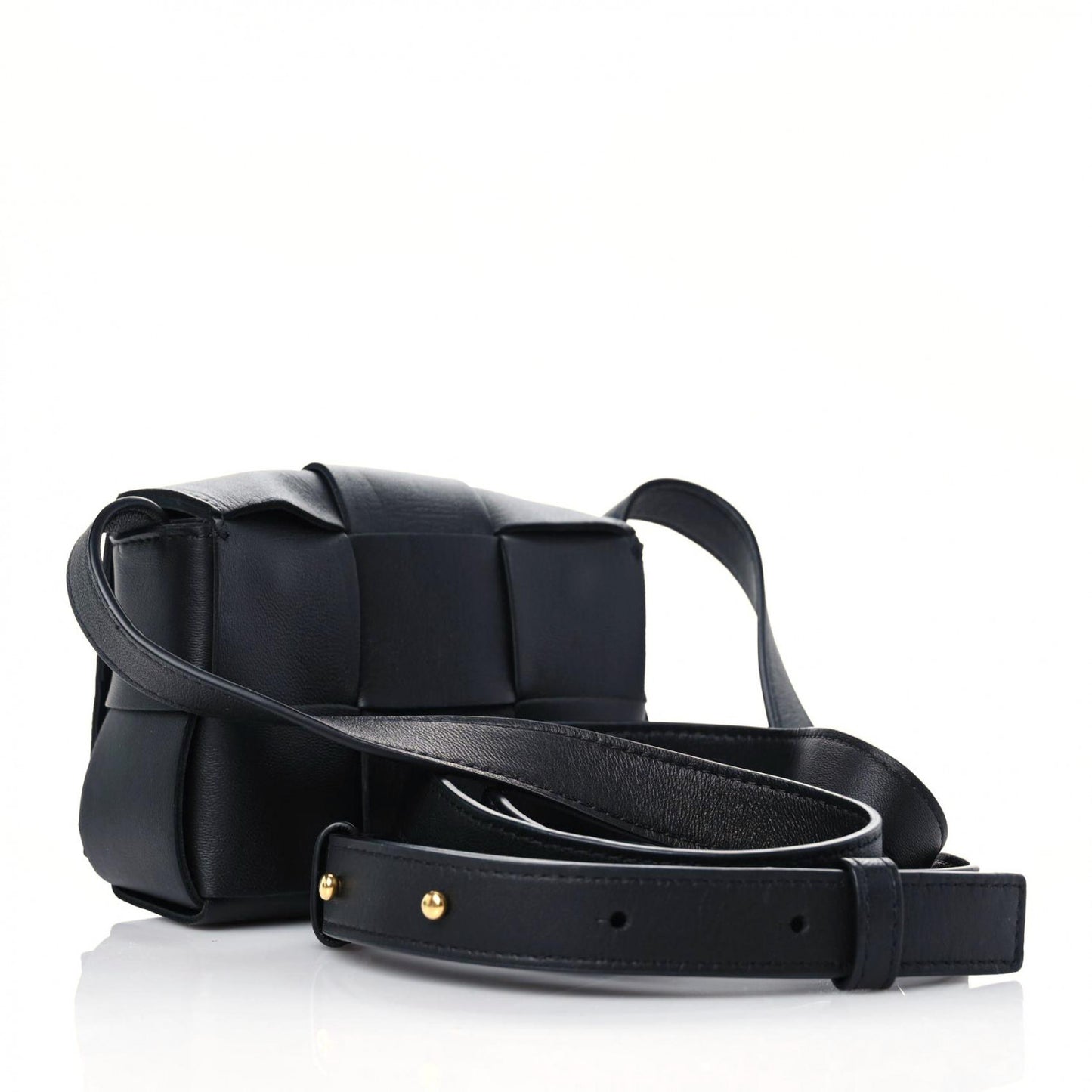 Lambskin Maxi Intrecciato Extra Mini Cassette Crossbody Bag Black