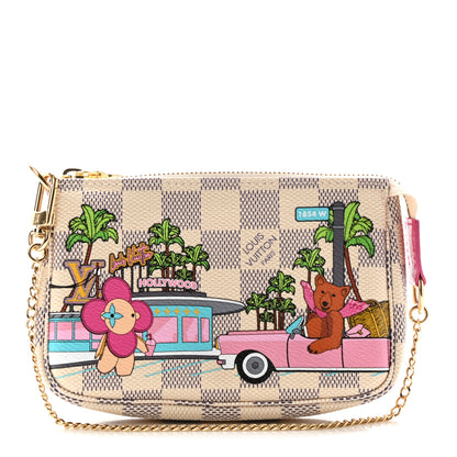 Louis Vuitton Damier Azur 2021 Christmas Animation Hollywood Mini Pochette Accessories Fuchsia 1 of 8