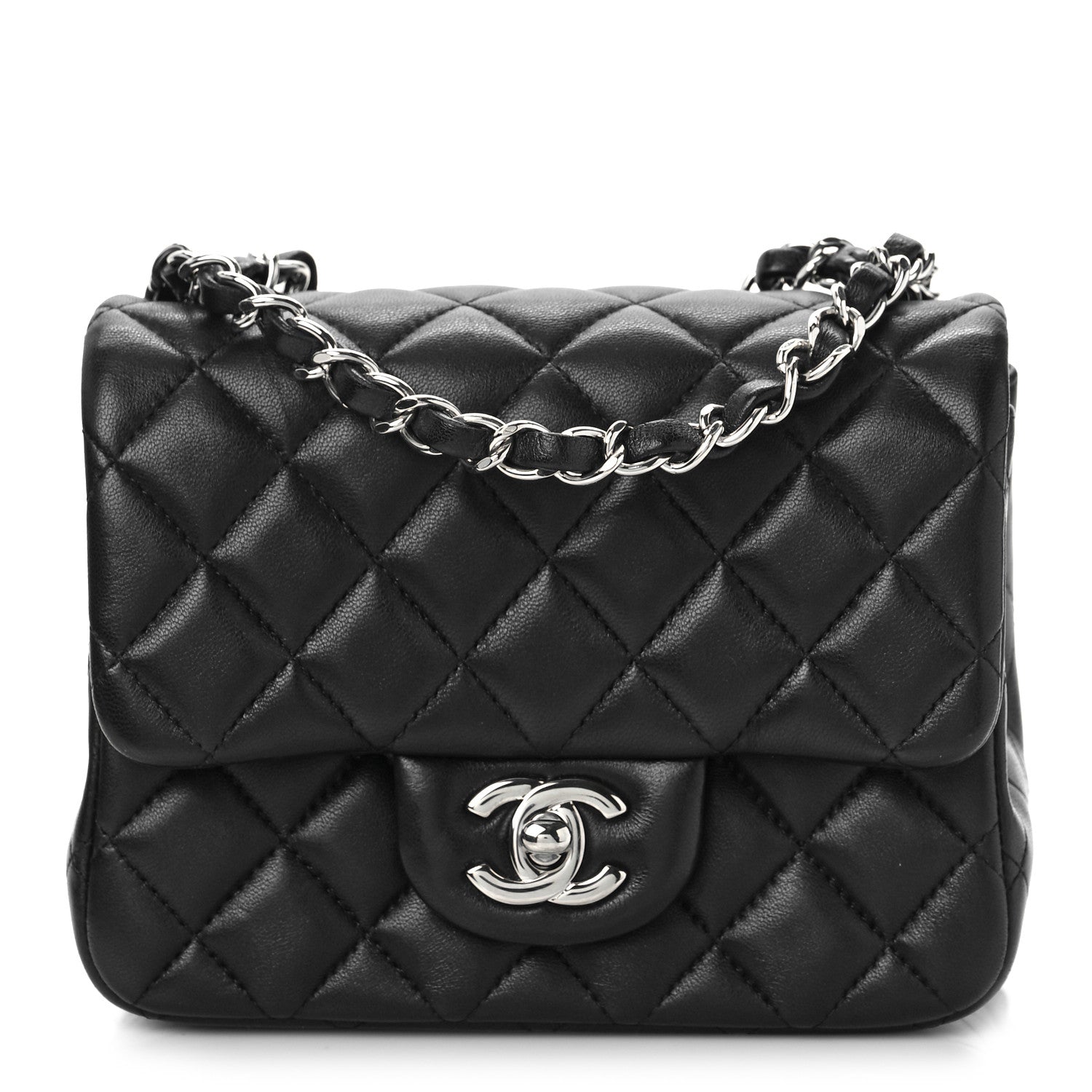 Chanel Lambskin Quilted Mini Square Flap Black 1 of 10