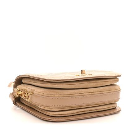 Chanel Shiny Calfskin Quilted Suede Goatskin Messenger Beige 4 of 9