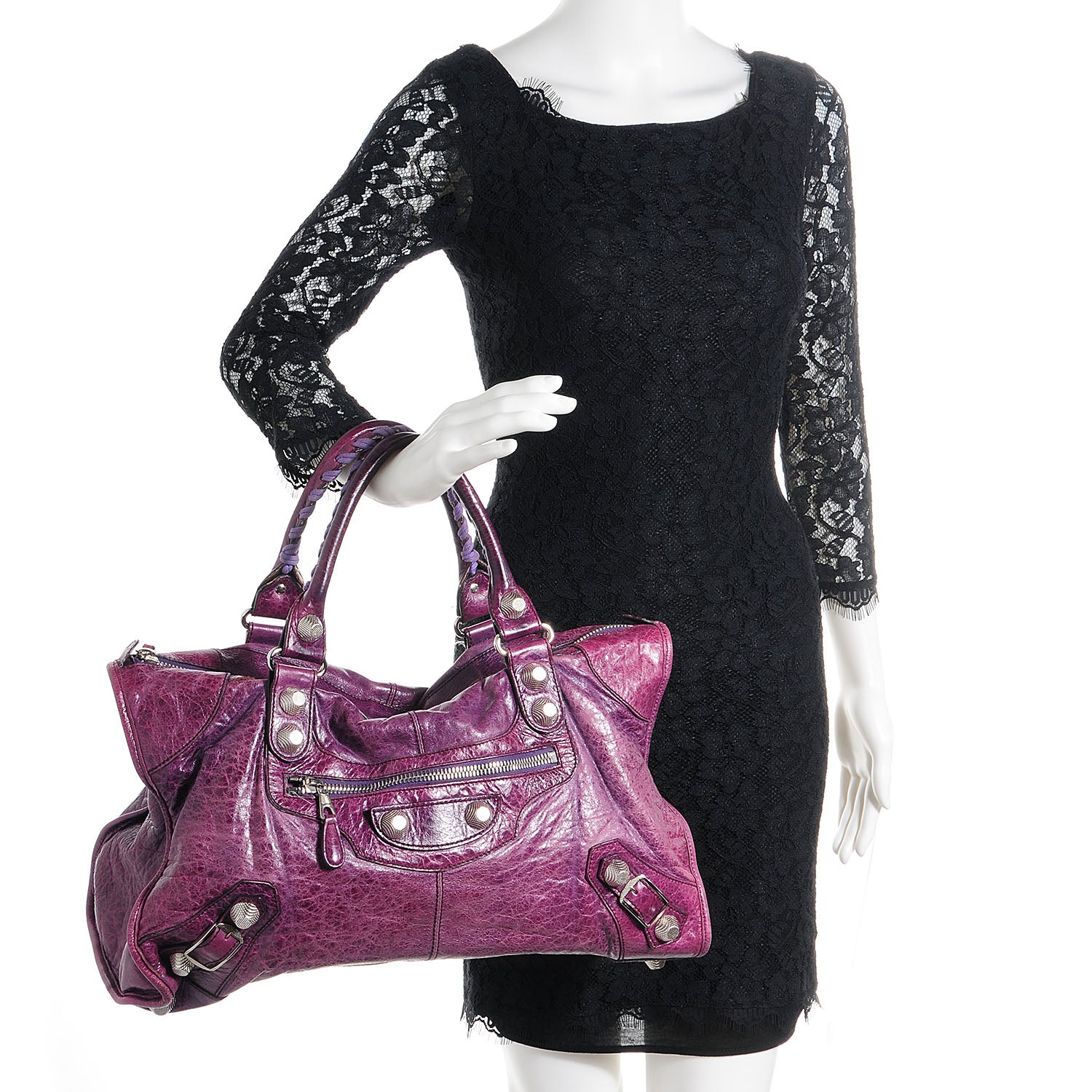 Balenciaga Agneau Giant 21 Silver Hardware Work Raisin 2 of 12