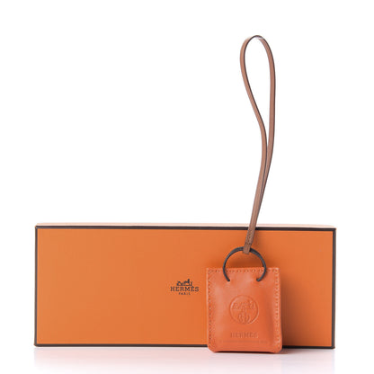 Hermes Milo Lambskin Swift Shopping Bag Charm Feu Gold 5 of 5