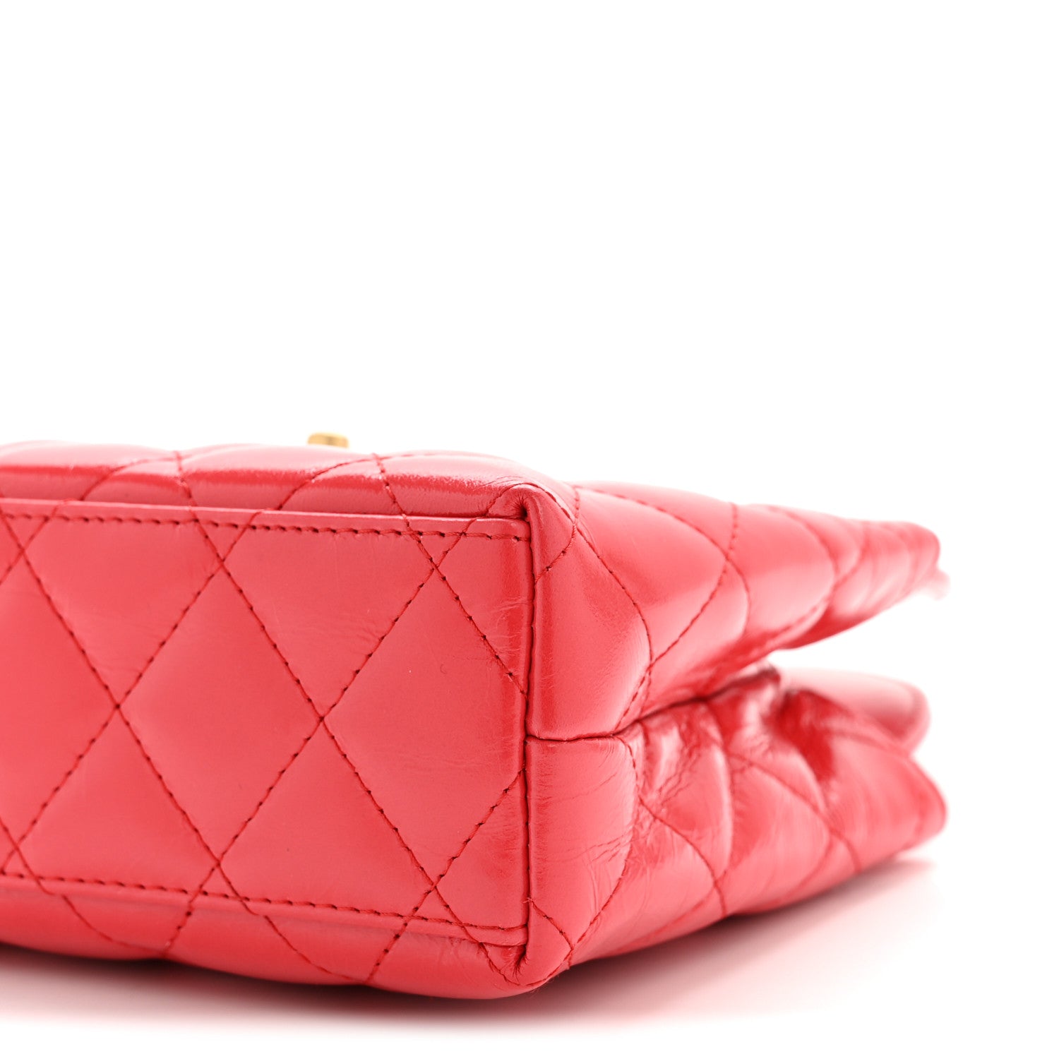Chanel Shiny Aged Calfskin Quilted Nano Kelly Shopper Red 10 of 13