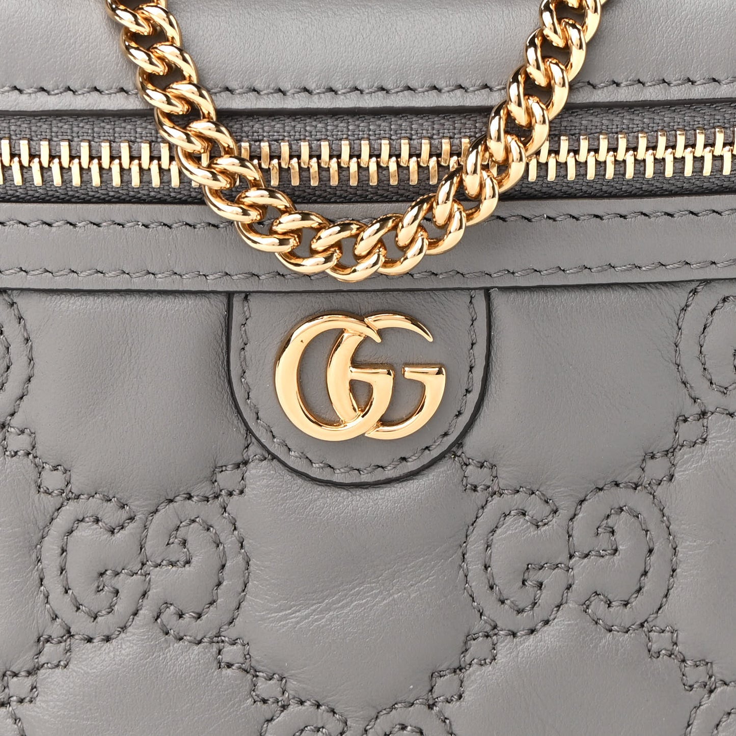 Calfskin GG Matelasse Mini Top Handle Bag Dusty Grey