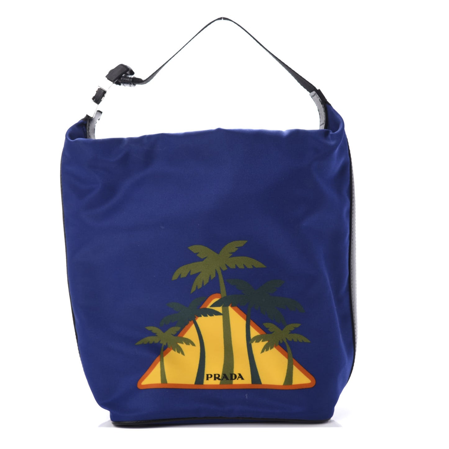 Tessuto Nylon Palm Tree Print Bucket Bag Bluette