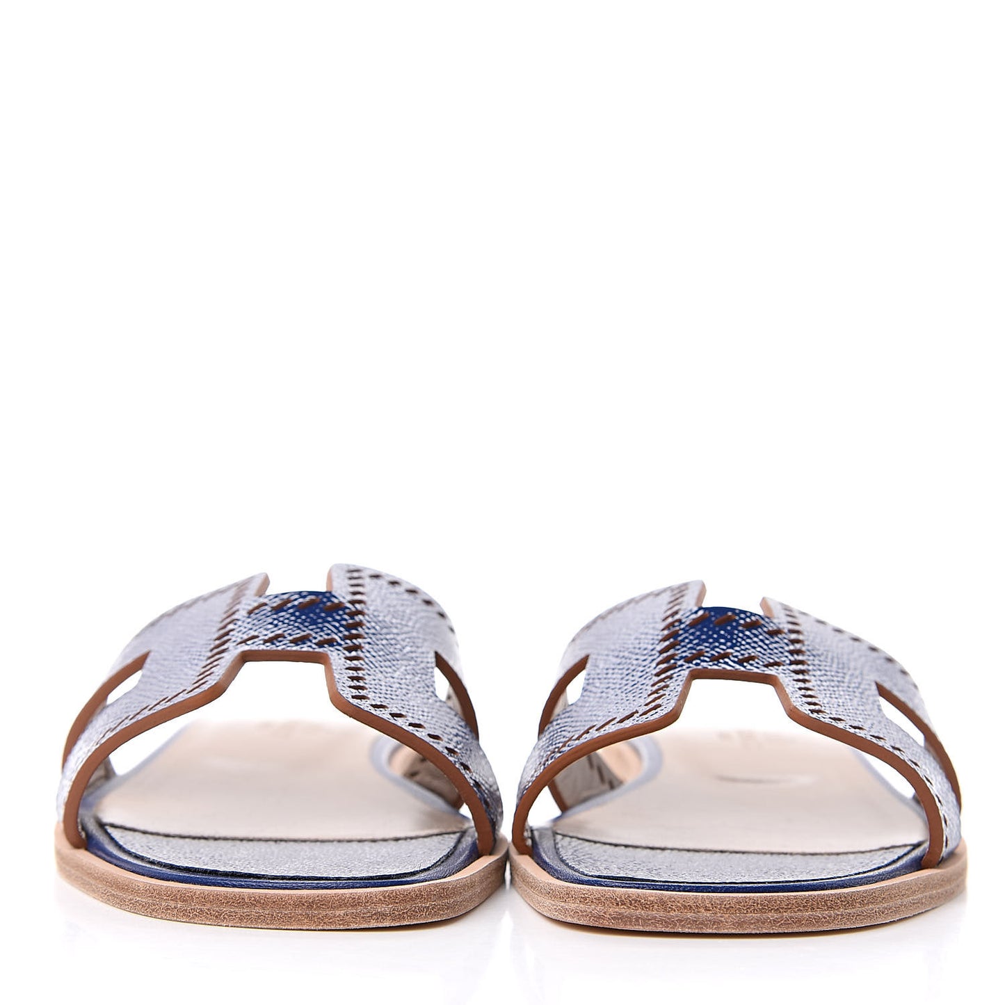 Patent Epsom Perforated Oran Sandals 36 Bleu Saphir