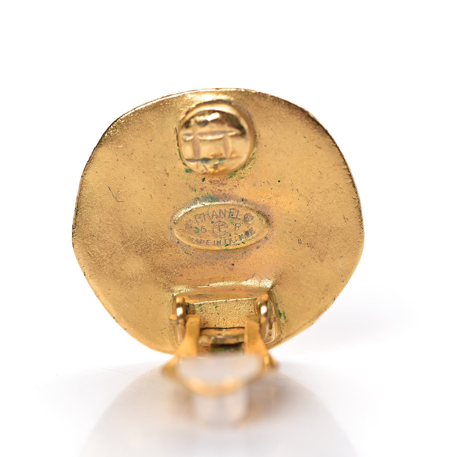 Chanel CC Button Clip On Earrings Gold 3 of 4