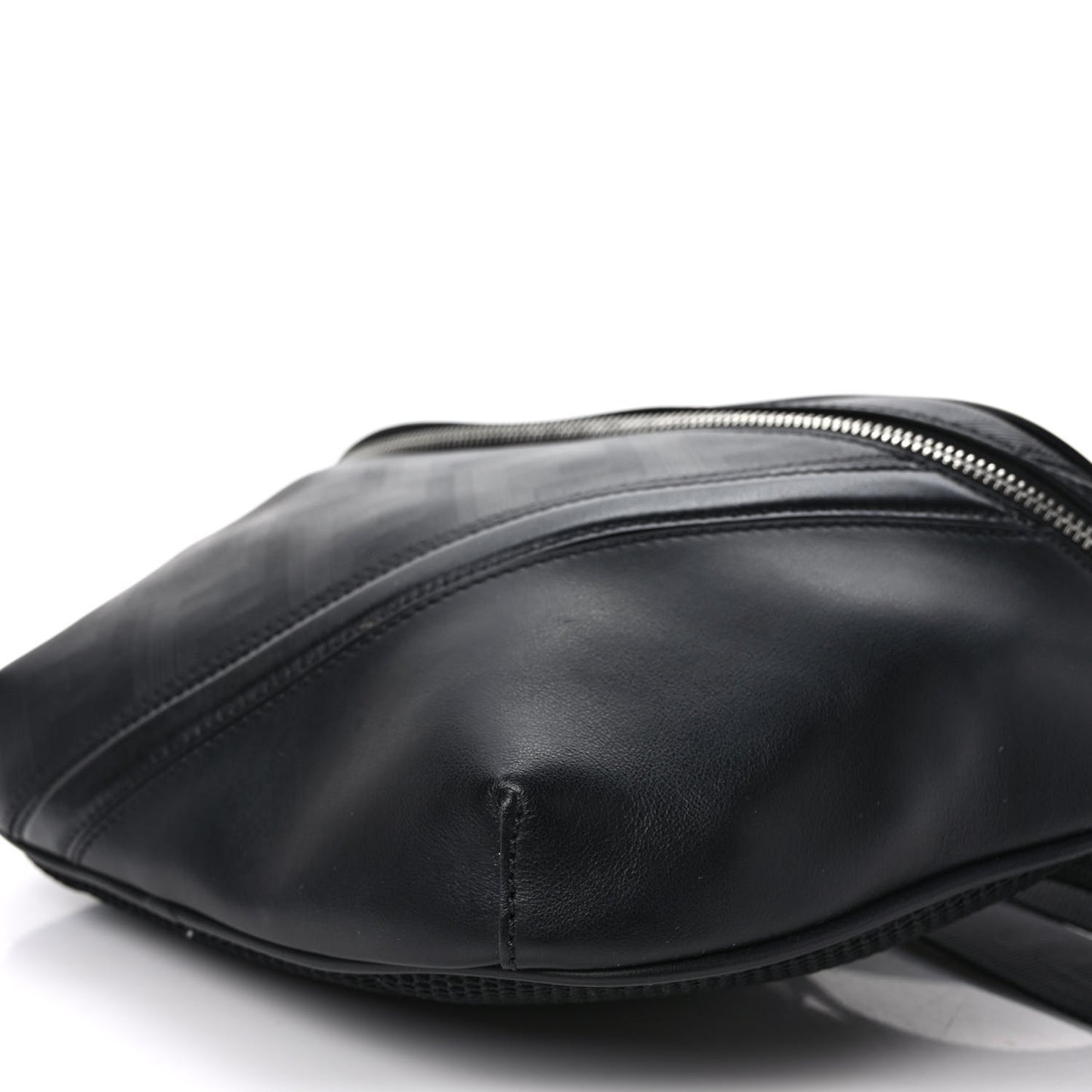 Vitello Grace King FF Lines Embossed Diagonal Belt Bag Black