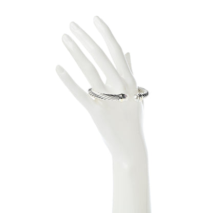 David Yurman Sterling Silver 14K Yellow Gold Pearl 7mm Cable Classics Bracelet 2 of 5