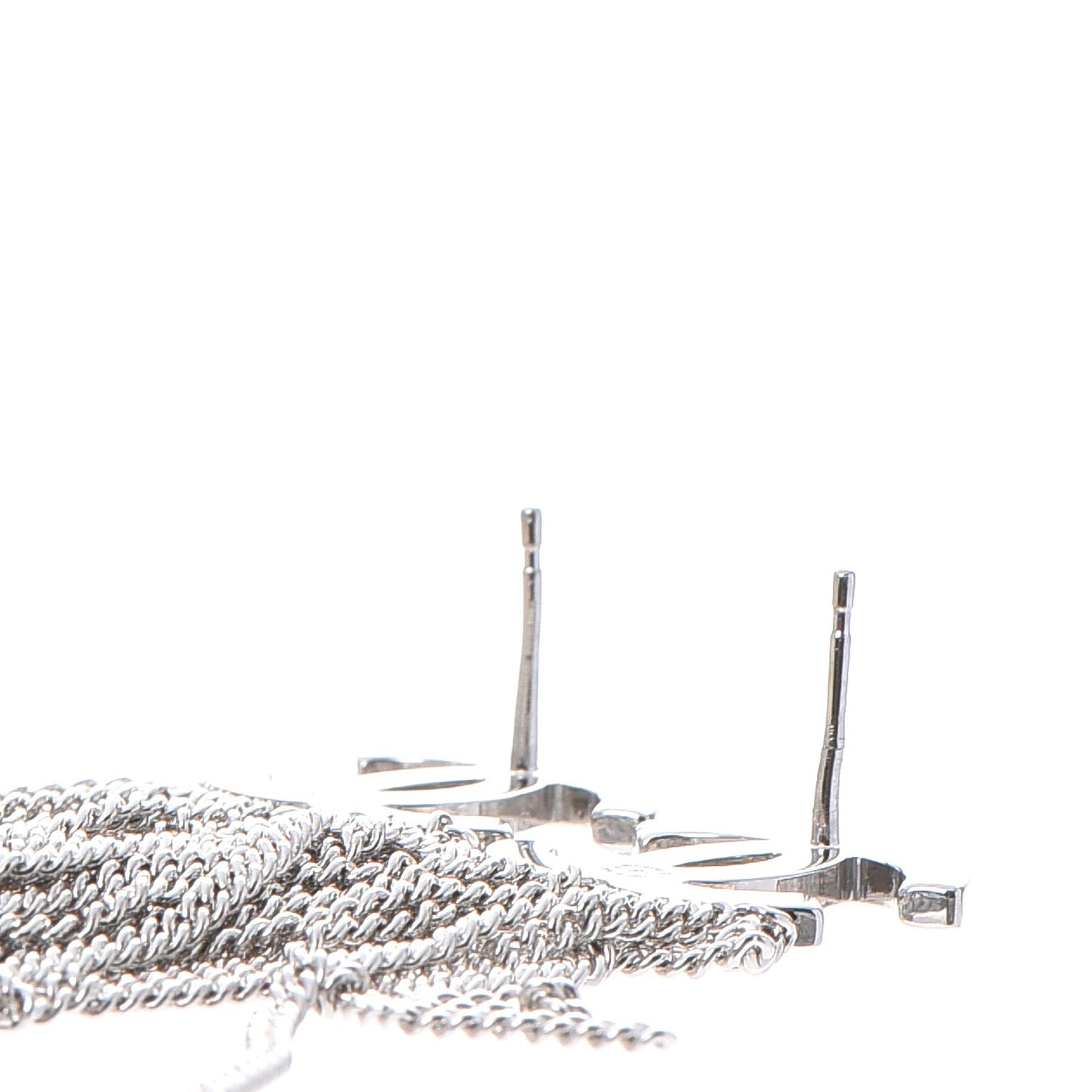 Crystal CC Chain Drop Earrings Silver