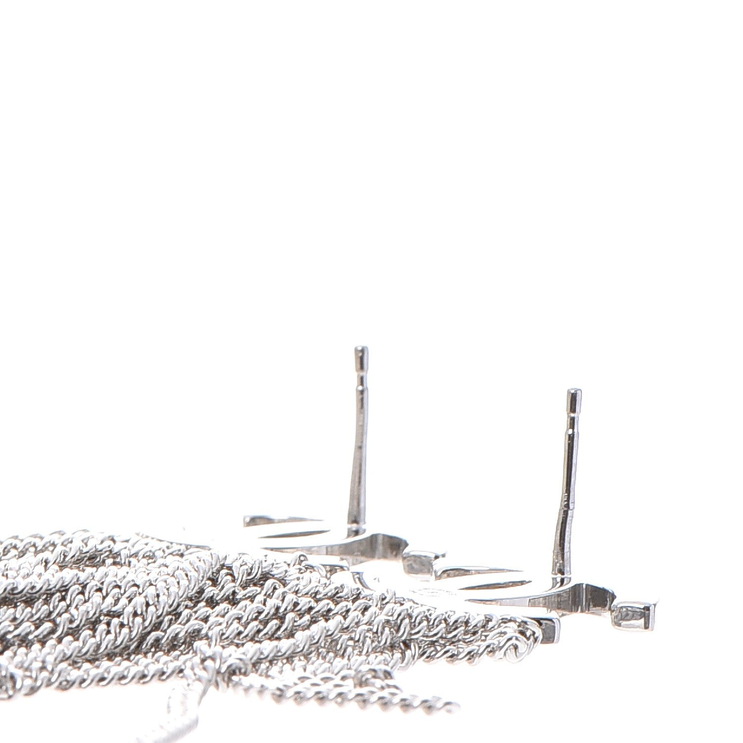 Chanel Crystal CC Chain Drop Earrings Silver 3 of 6