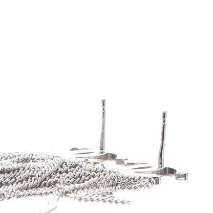 Chanel Crystal CC Chain Drop Earrings Silver 3 of 6