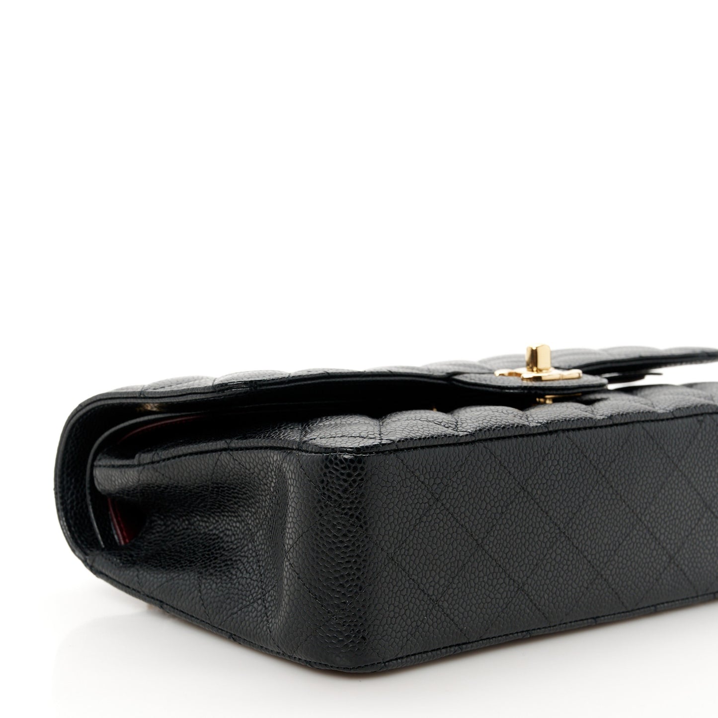Caviar Quilted Medium Double Flap Black
