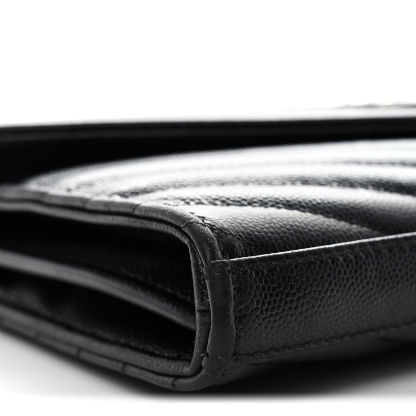 Grain De Poudre Matelasse Chevron Monogram Chain Wallet Black