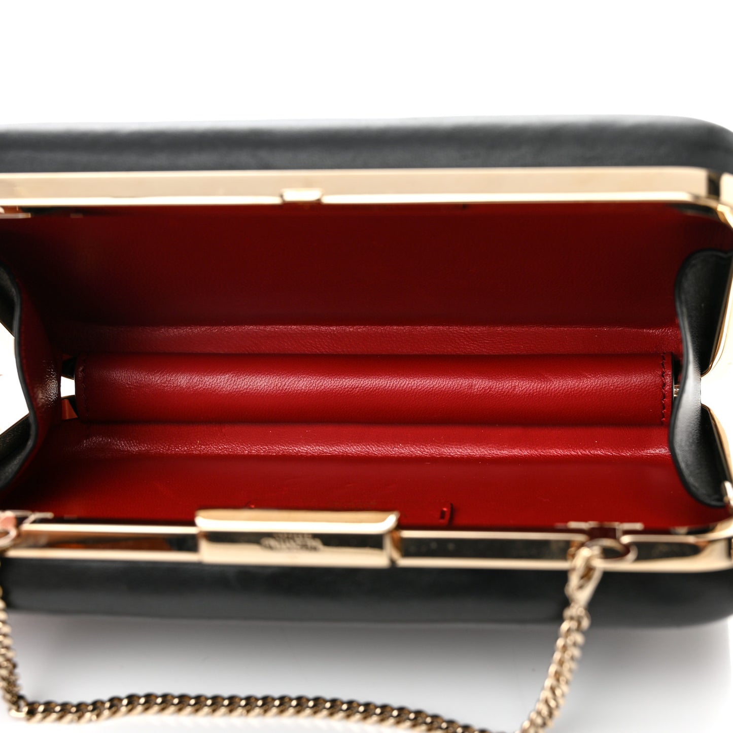 Calfskin VLTN Minaudiere Chain Clutch Black