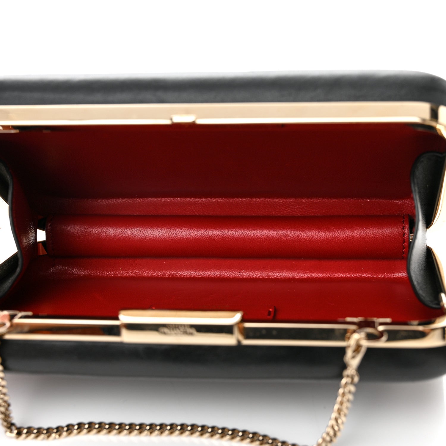 Valentino Garavani Calfskin VLTN Minaudiere Chain Clutch Black 5 of 11