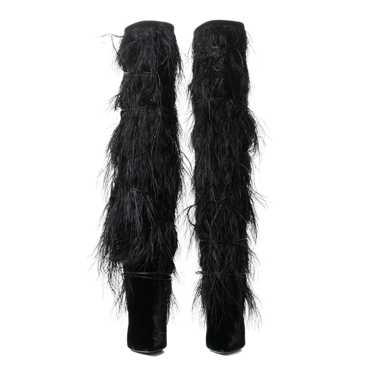 Velluto Master Ostrich Yeti 110 Over The Knee Boots 38.5 Black