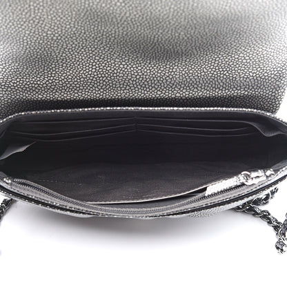 Chanel Metallic Caviar Half Moon Wallet On Chain WOC Dark Silver 4 of 13