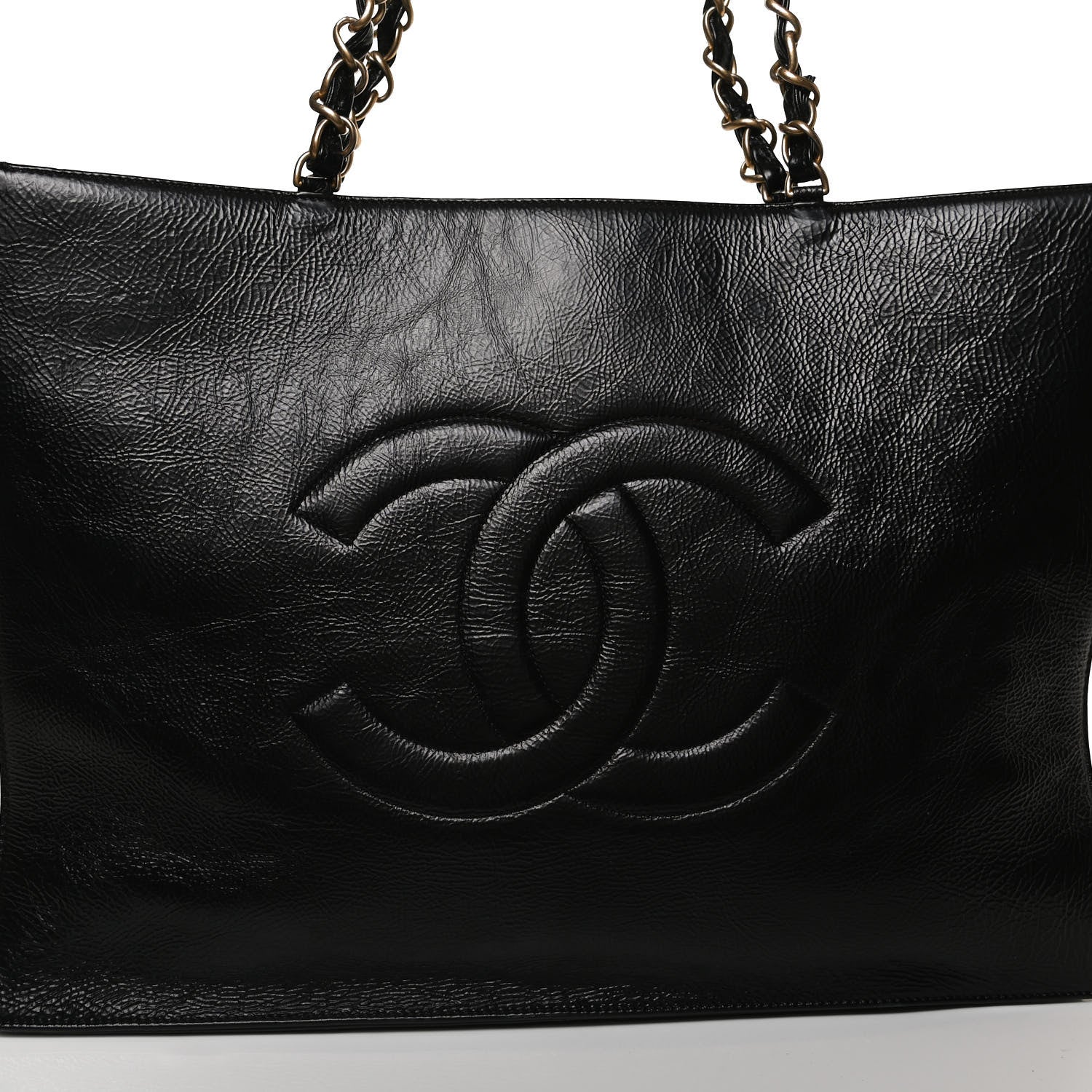 Chanel Shiny Aged Calfskin Shopping Bag Black 10 of 10