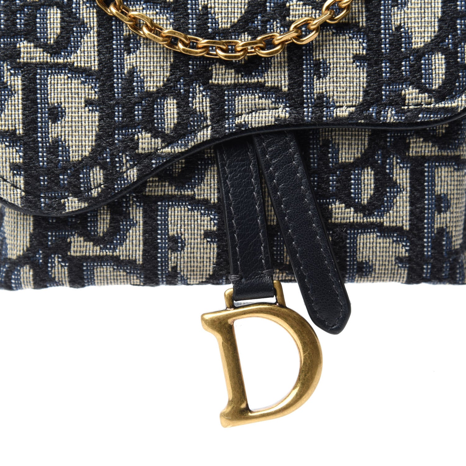 Christian Dior Oblique Nano Saddle Chain Pouch Blue 10 of 11