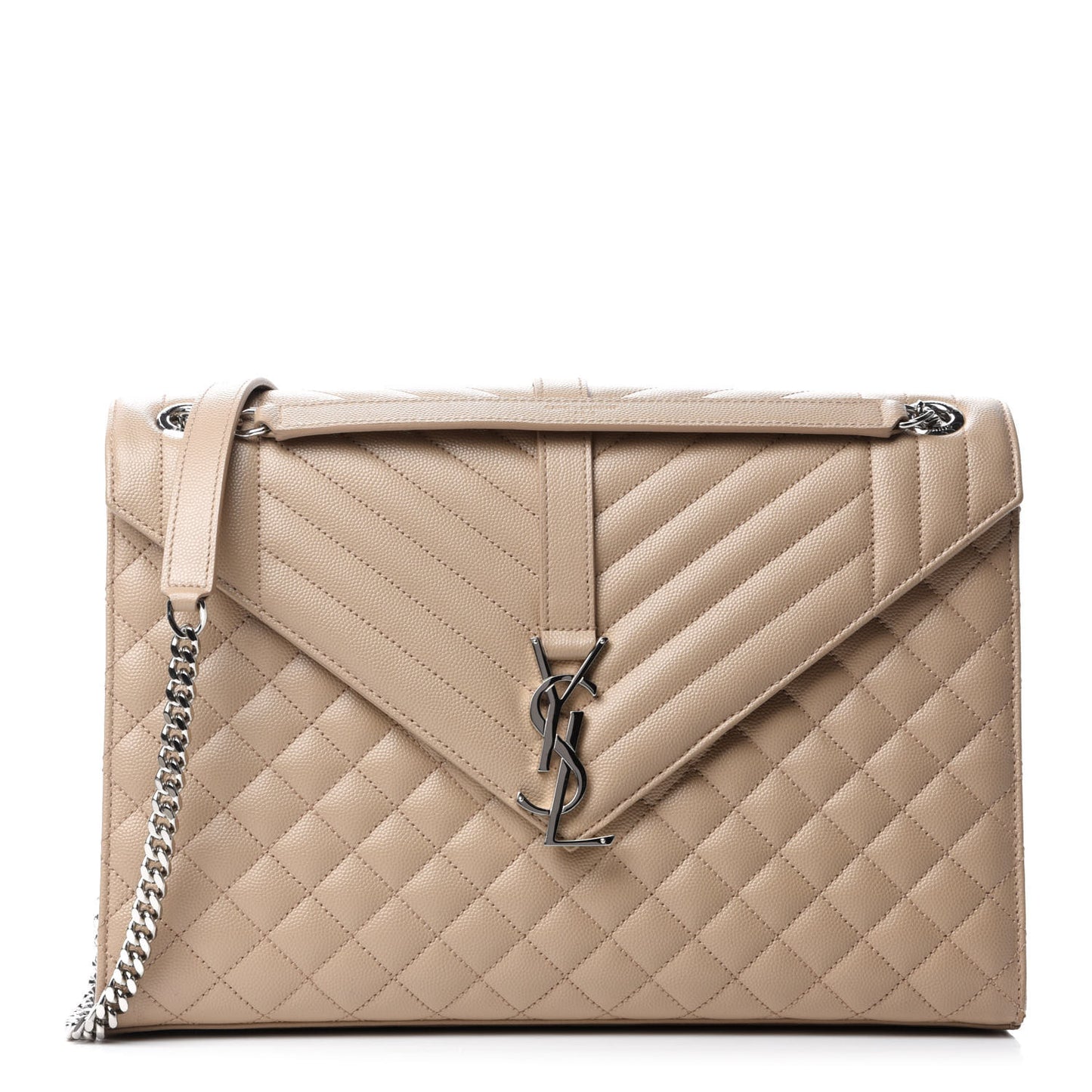 Grain De Poudre Large Tri-Quilt Monogram Satchel Dark Beige