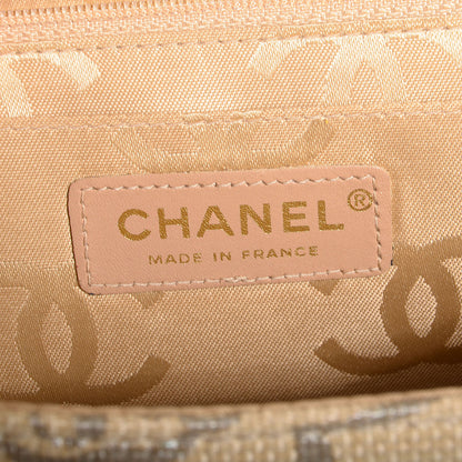 Chanel Woven Straw Camellia Print Medium Single Flap 6 of 8