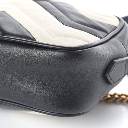 Gucci Calfskin Matelasse Mini GG Marmont Chain Shoulder Bag Black White 10 of 10