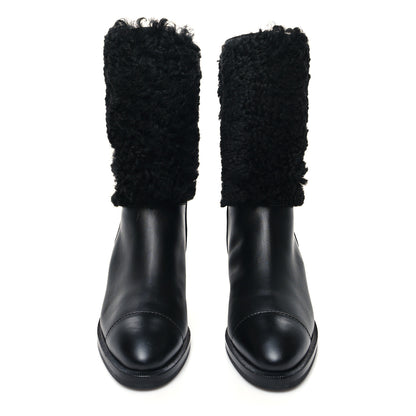 Chanel Lambskin Shearling CC High Boots 38.5 Black 2 of 7
