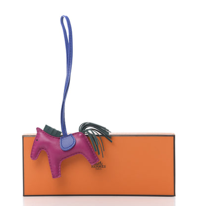 Hermes Milo Lambskin Grigri Rodeo Horse Bag Charm PM Rose Pourpre Bleu Electrique Malachite 4 of 4