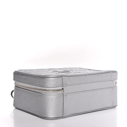 Chanel Metallic Caviar Quilted Medium CC Filigree Vanity Case Silver 4 of 8