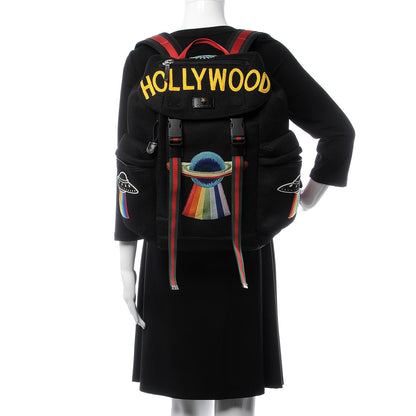 Gucci Mesh Web Hollywood Embroidered Double Buckle Backpack Black 2 of 7