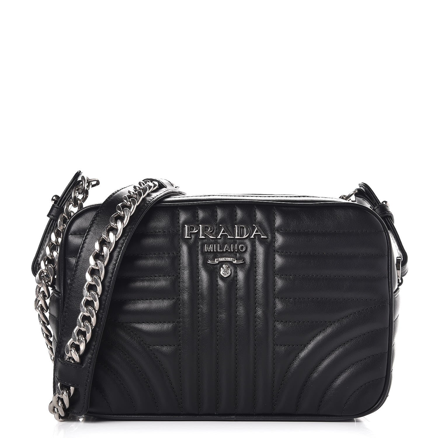 Prada Soft Calfskin Diagramme Crossbody Bag Black 1 of 7