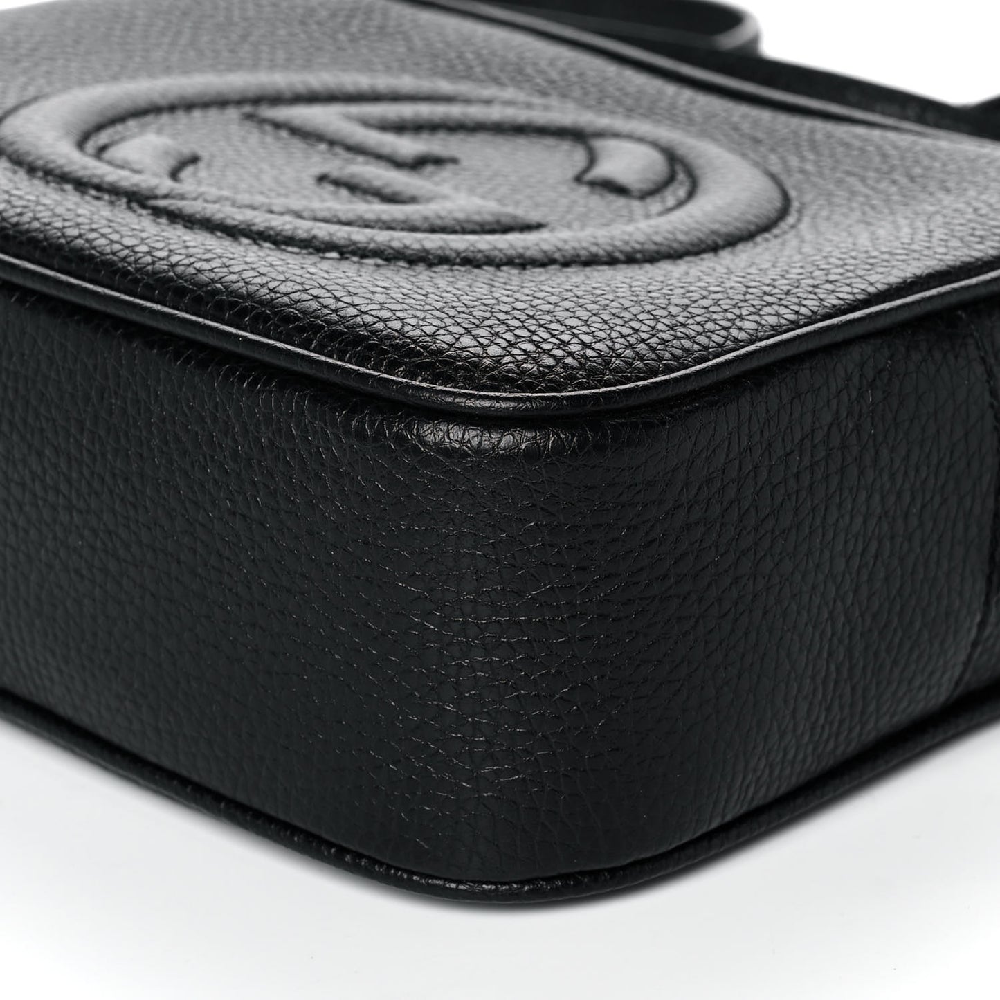 Pebbled Calfskin Small Soho Disco Bag Black