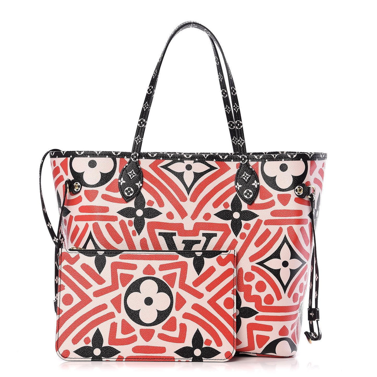 Monogram Giant Crafty Neverfull MM Creme Rouge Black