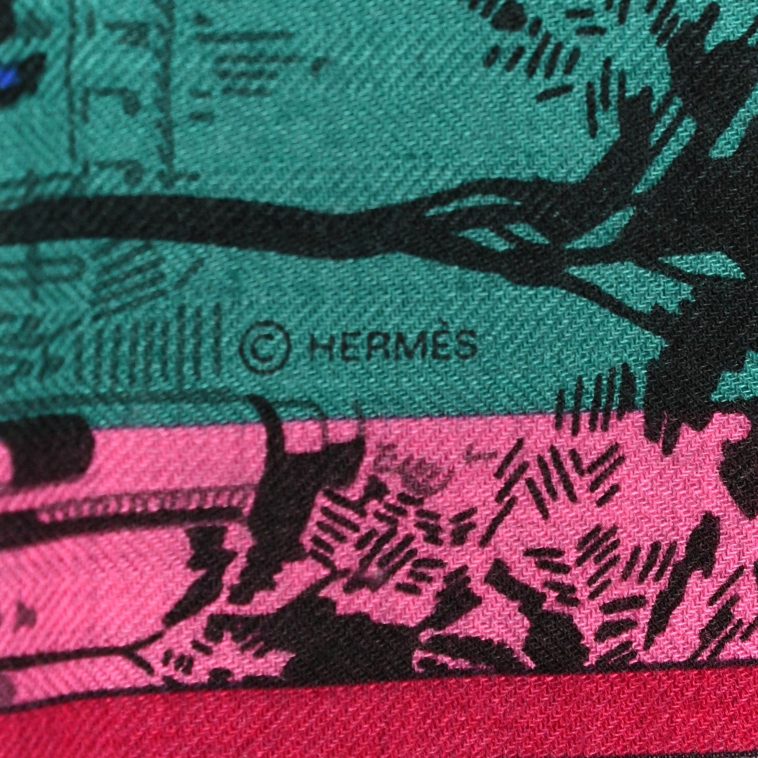 Hermes Cashmere Silk A L'Ombre des Boulevards Shawl 140 Gris Clair Vert Bleu 4 of 6