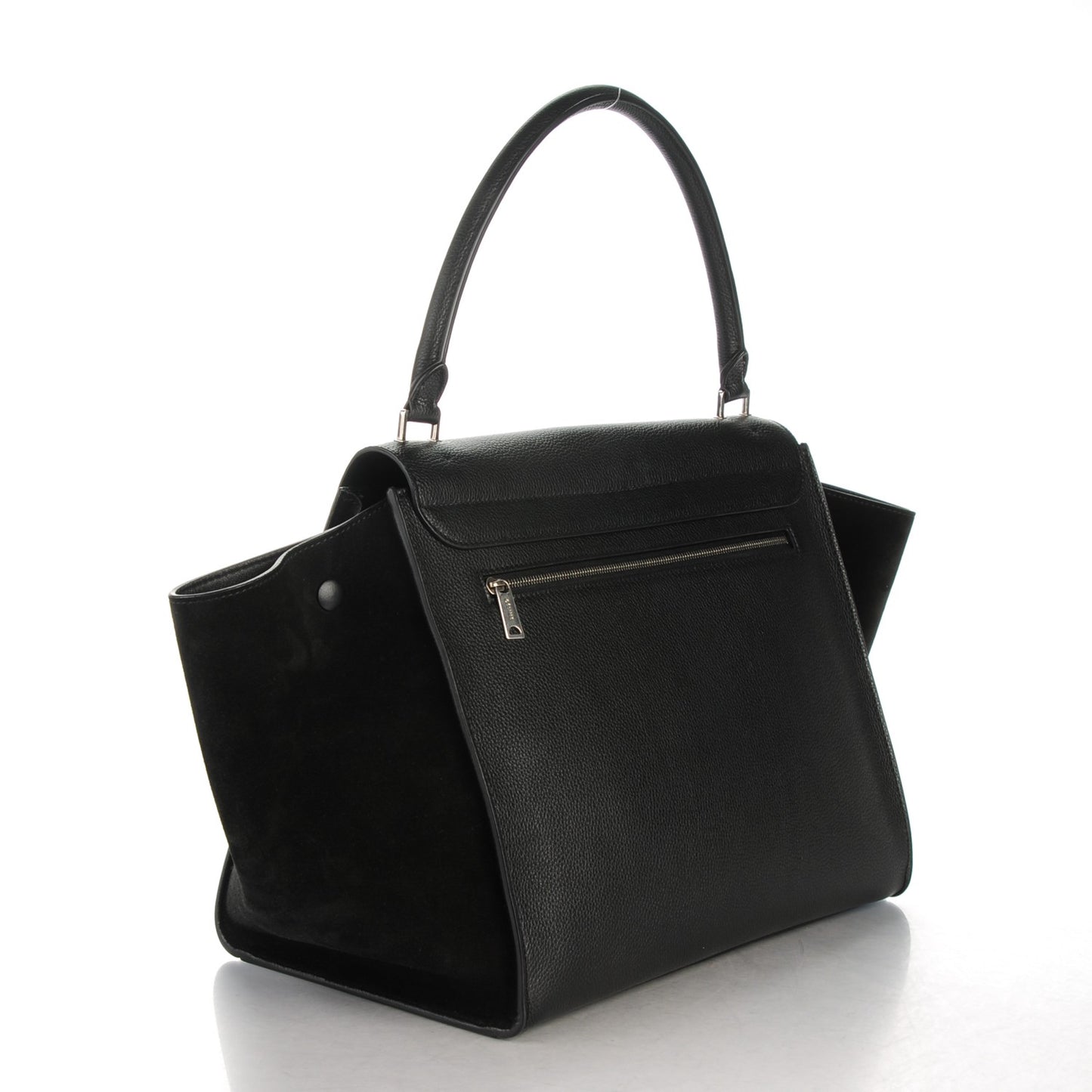 Drummed Calfskin Suede Large Trapeze Black