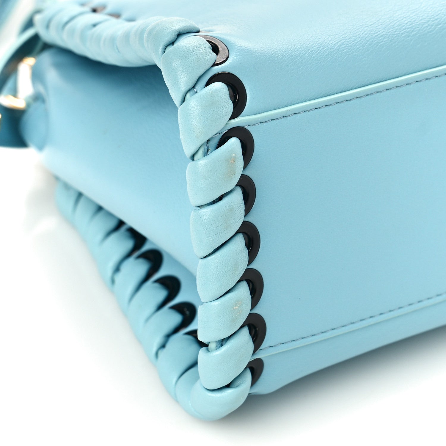 Fendi Nappa Lace Up Mini Peekaboo Iconic Satchel Turchese 8 of 10