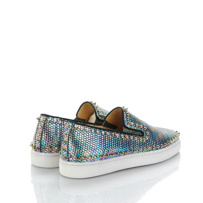 Christian Louboutin Mens Tresse Nacre Pik Boat Flats 42 Multicolor Colombe Metal 4 of 5