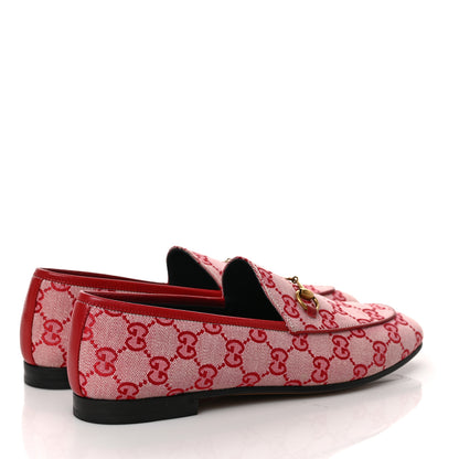 Gucci Canvas GG Monogram Horsebit Womens Jordaan Loafers 40.5 Gardenia Hibiscus Red 4 of 9