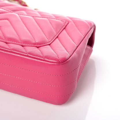 Chanel Lambskin Chevron Quilted Mini Rectangular Flap Fuchsia 9 of 19