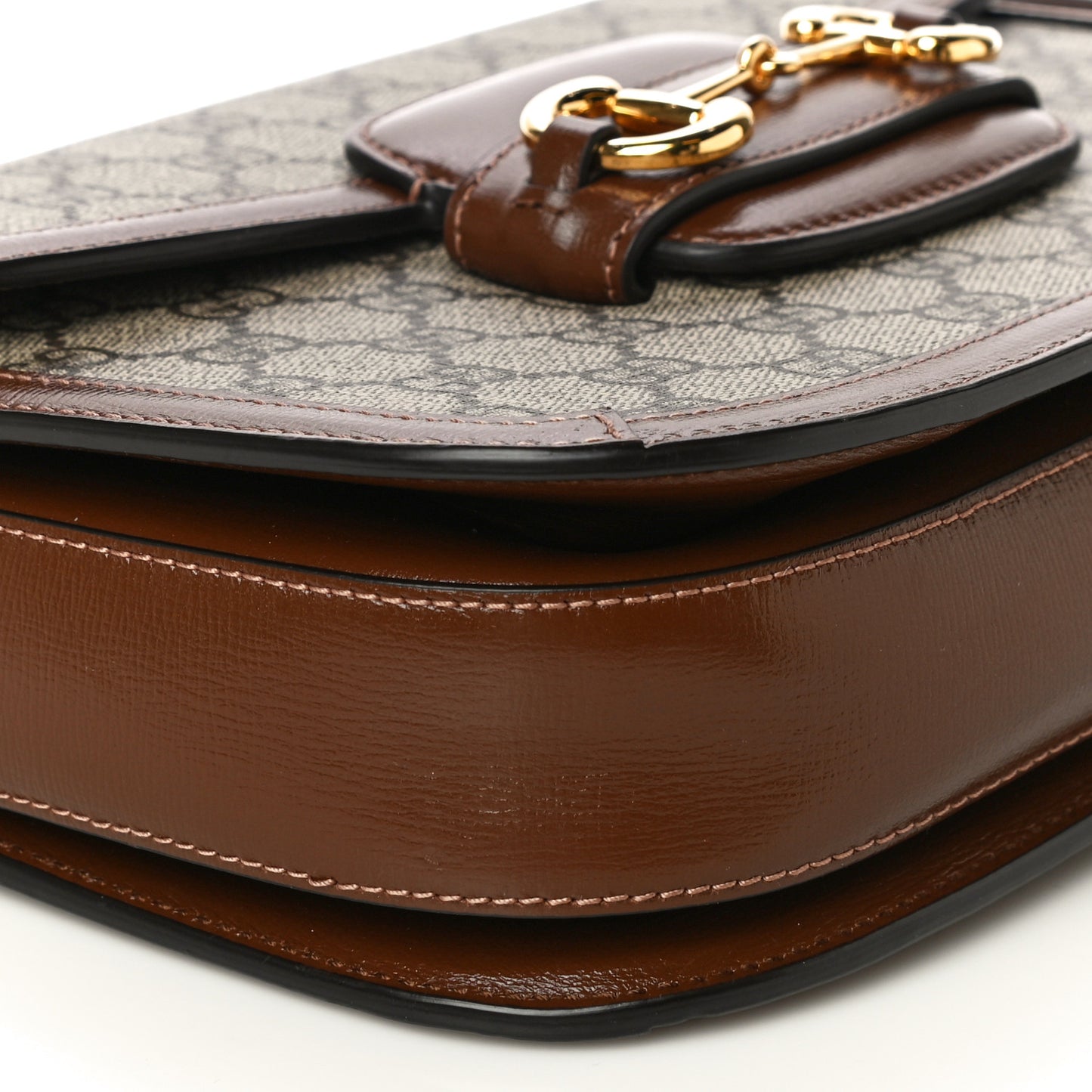 GG Supreme Monogram Horsebit 1955 Shoulder Bag Beige Brown Sugar