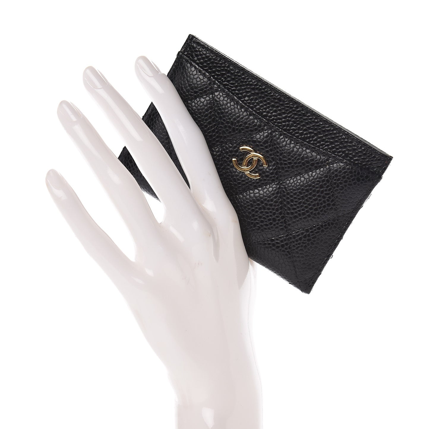 Caviar Quilted Card Holder Black