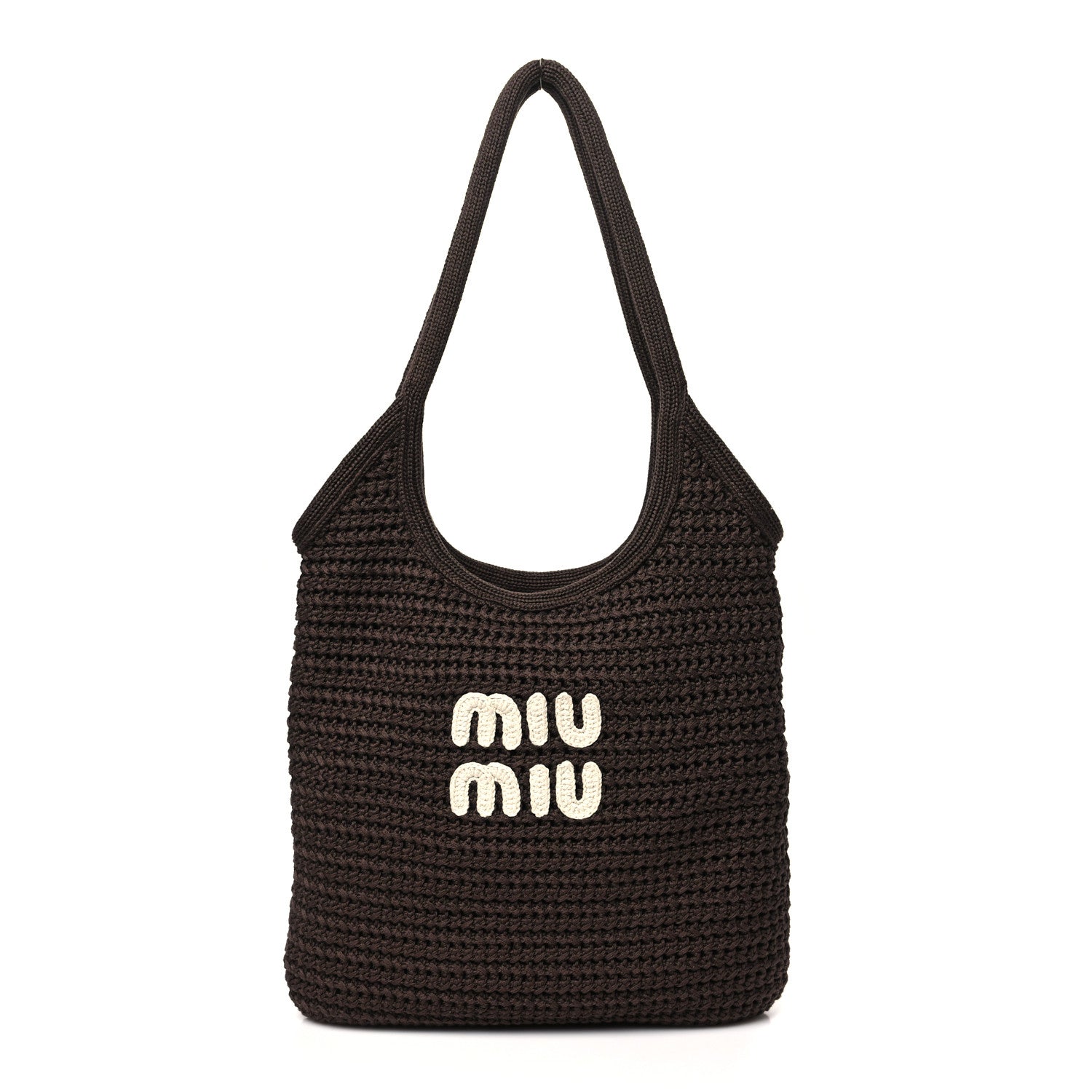 Miu Miu Cotton Crochet Ivy Bag Cacao Talco 1 of 10