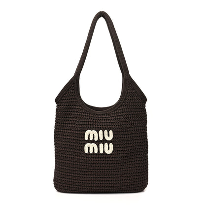 Miu Miu Cotton Crochet Ivy Bag Cacao Talco 1 of 10