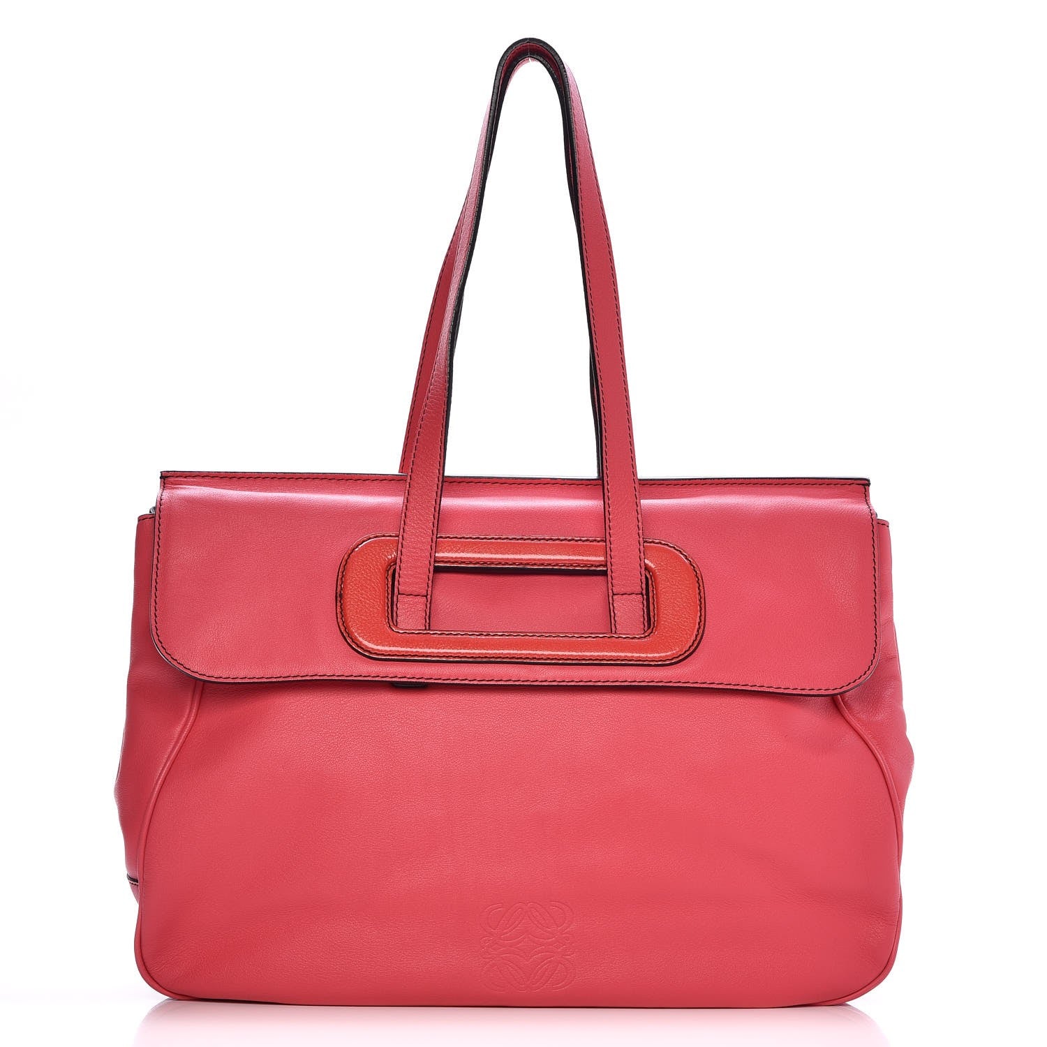 Lanvin LOEWE Calfskin Embossed Shoulder Shopping Tote Pink 1 of 9